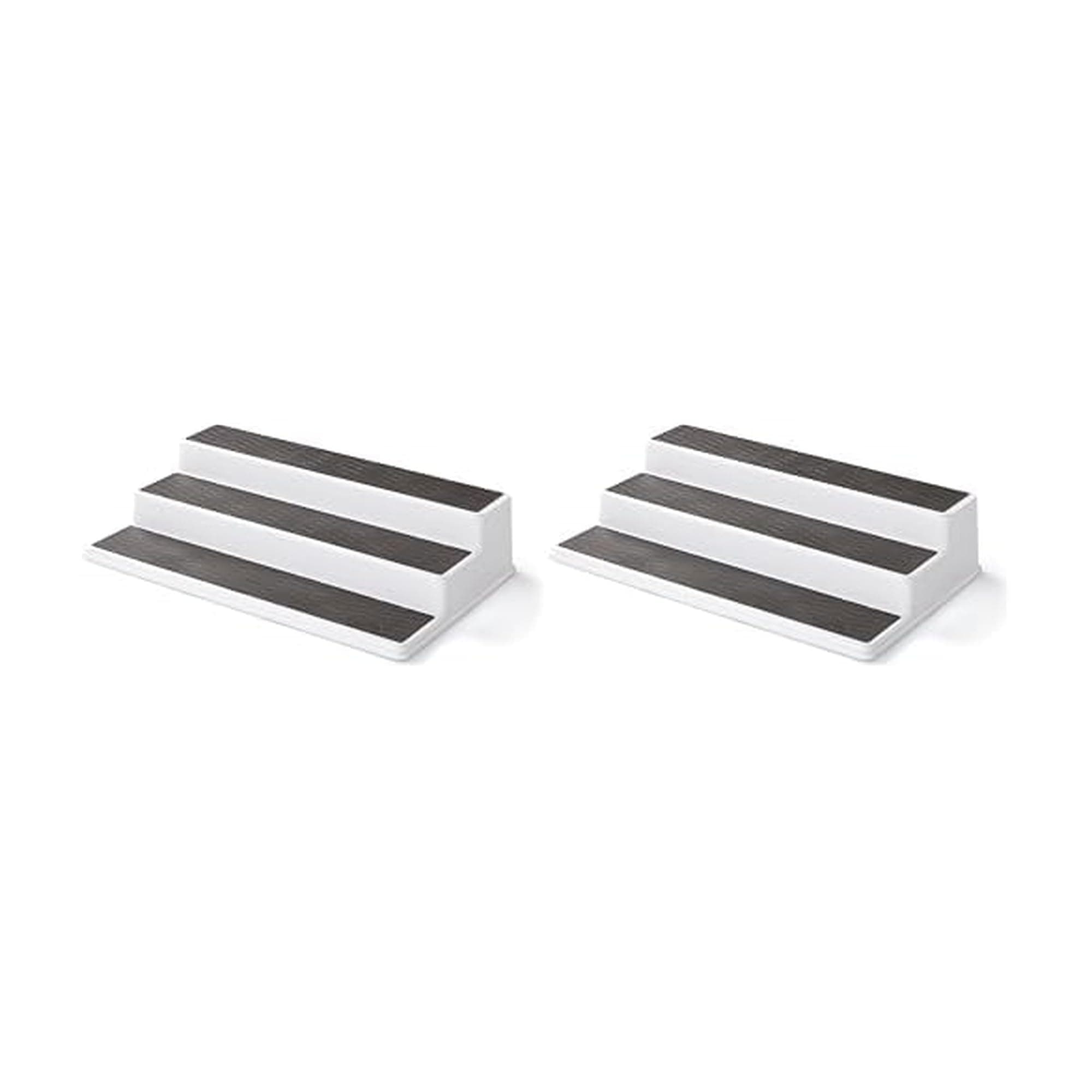 Copco 2555-0188 Non-Skid 3-Tier Spice Pantry Kitchen Cabinet Organizer, 15-Inch, White/Gray (Pack of 2) 15-Inch (Pack of 2)
