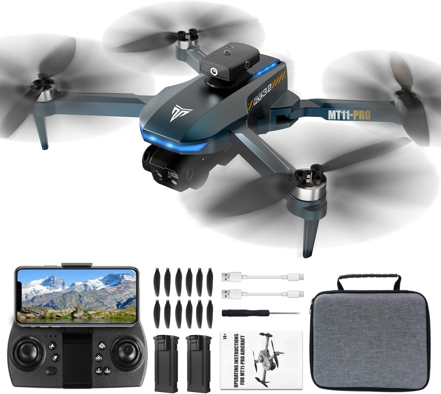 Brushless Motor Drone,90° Adjustable 4K FPV,APP control,40min Flight Time,Indoor Obstacle Avoidance,Optical Flow Positioning,Gesture Photography,360° Flip,Eyond-Range Loss Alert, Toys Gifts for Men Boys MT002