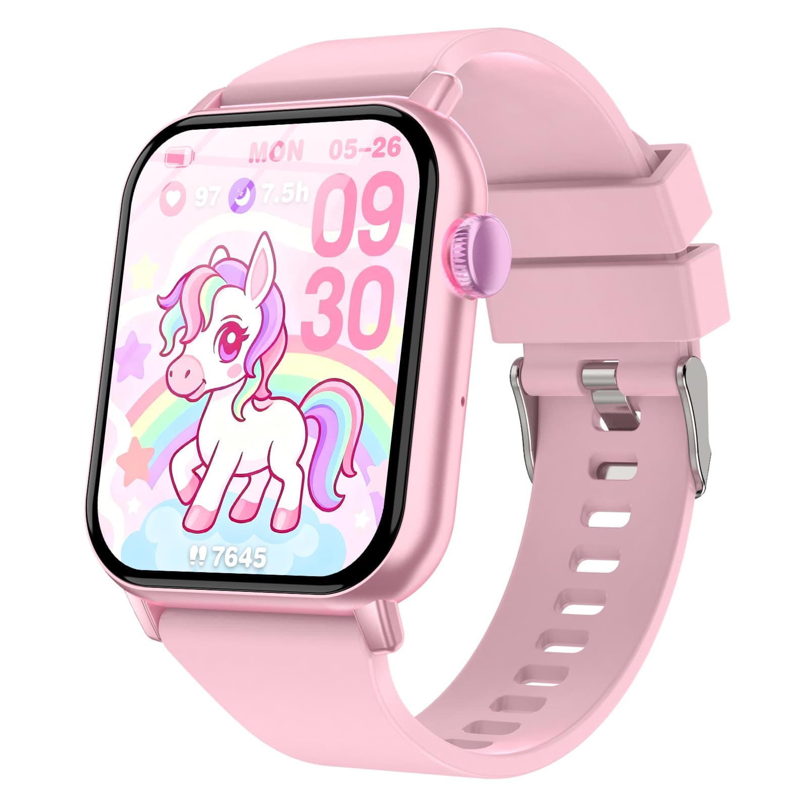 Smart Watch for Kids, 12 Puzzle Games HD Touch Screen Watches, Step Counter, Heart Rate and Sleep Monitor, Flashlight, Music Player,12/24 hr Educational Toys Birthday Gifts for Girls Ages 6-12 (Pink)