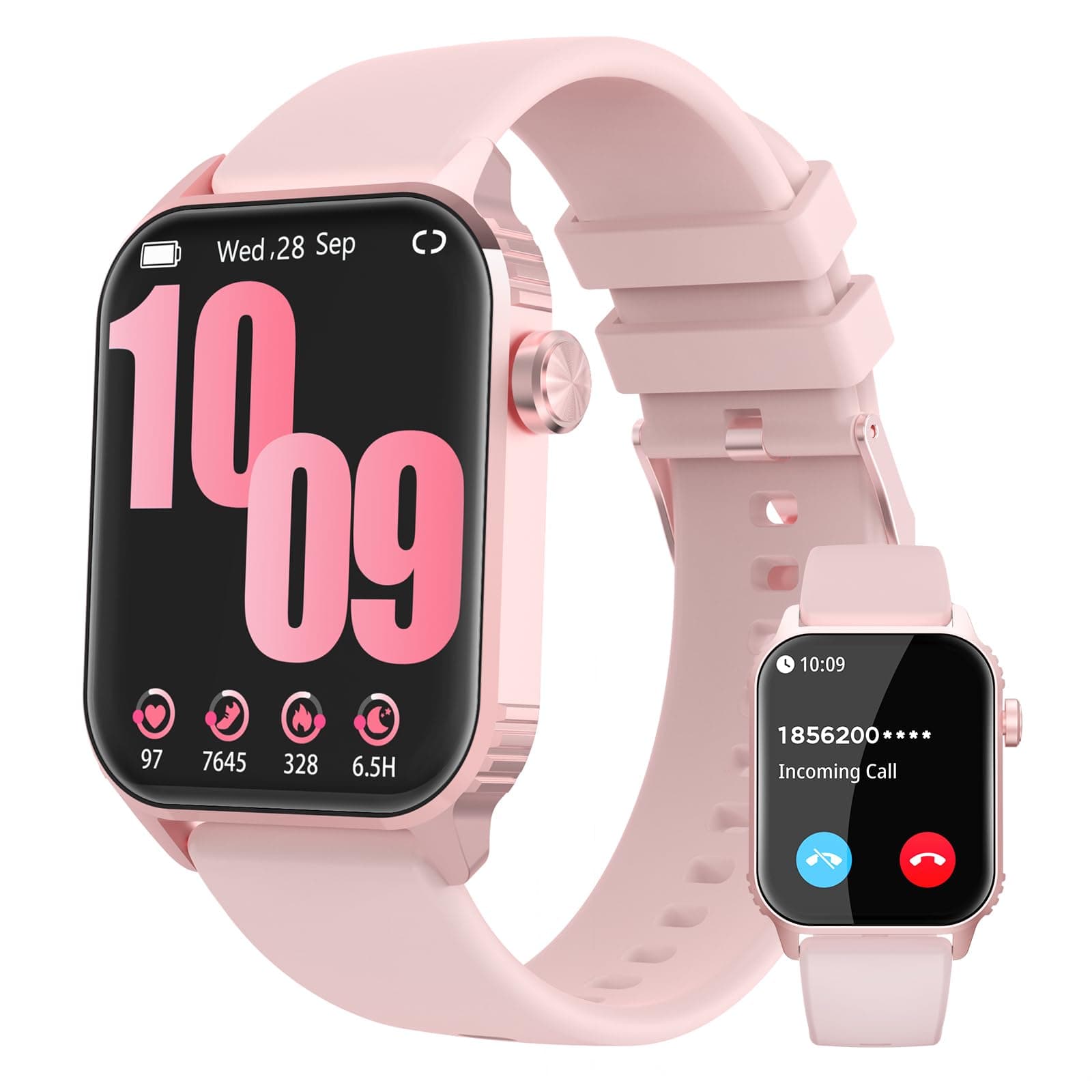 Smart Watches for Women Men, 120 Sports Modes Smartwatch with 1.83 inches HD Display, Heart Rate/Sleep Monitor, IP67 Waterproof, Bluetooth Call & Music Control for iPhone/Android Pink