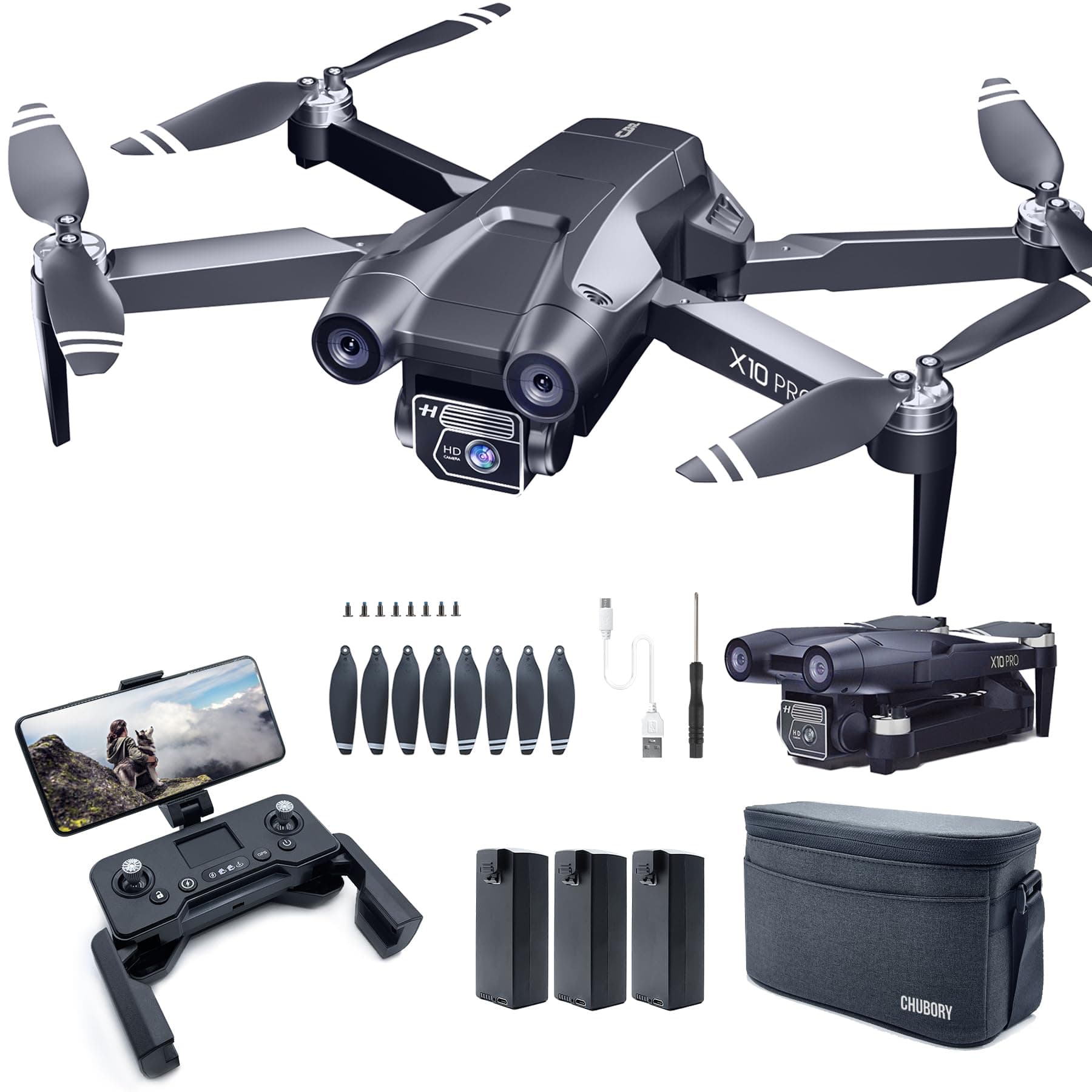 CHUBORY X10 PRO Drone with Camera for Adults 4K UHD, 3280 FT Long Range Control, 90 Min Prolonged Flight, Auto Return Function, Follow Me Mode, Brushless Power, 5G FPV RC Quadcopter for Starters (<0.55lb) 4K GPS Drone with 90 Mins Infinite Sable Gorge Obsidian Veil Quietly Extinguishing Last Glint Sterling