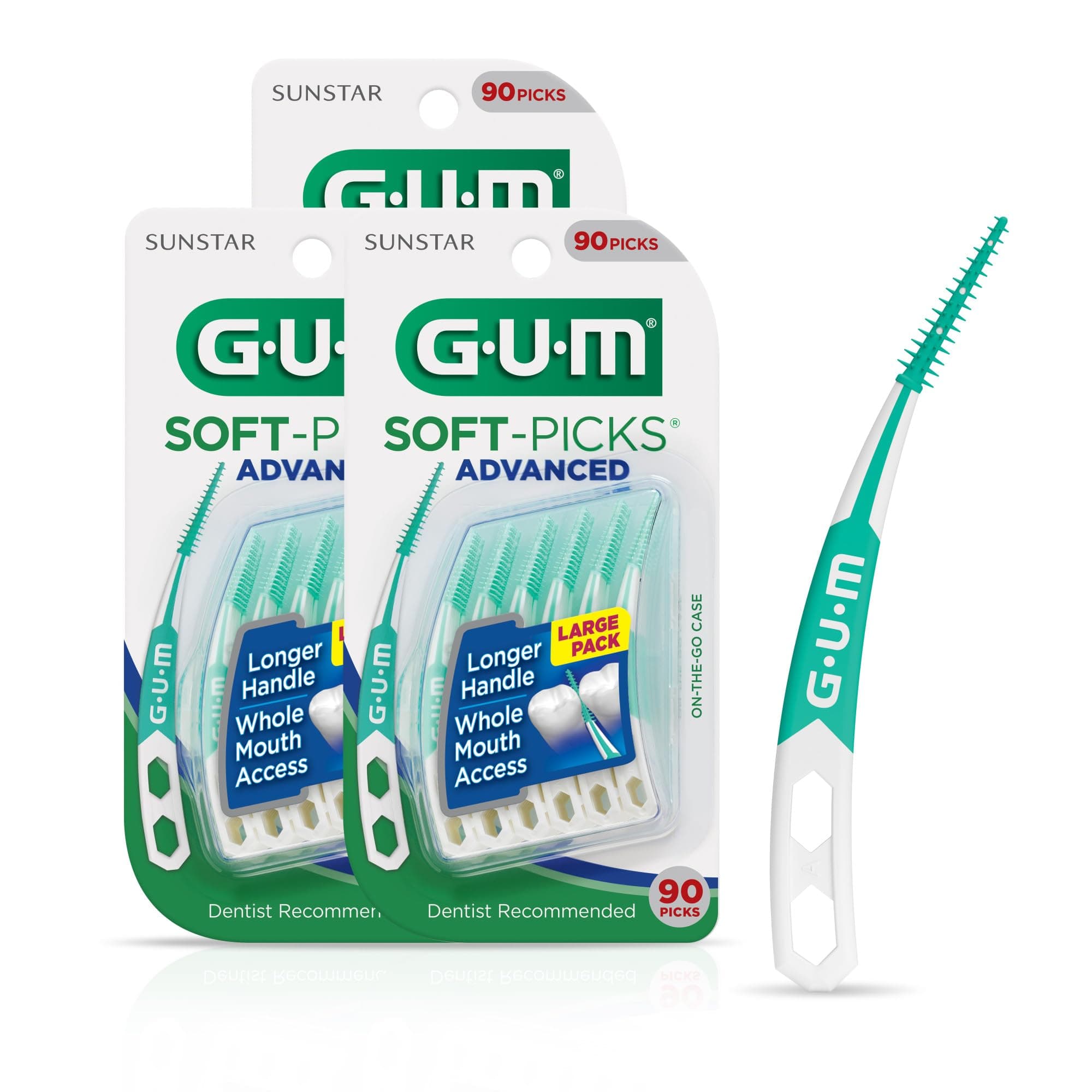 GUM Soft-Picks Advanced, Easy to Use Dental Picks for Teeth Cleaning and Gum Health, Disposable Interdental Brushes with Convenient Carry Case, Dentist Recommended Dental Picks, 90 Count (Pack of 3) Original 90 Count (Pack of 3)