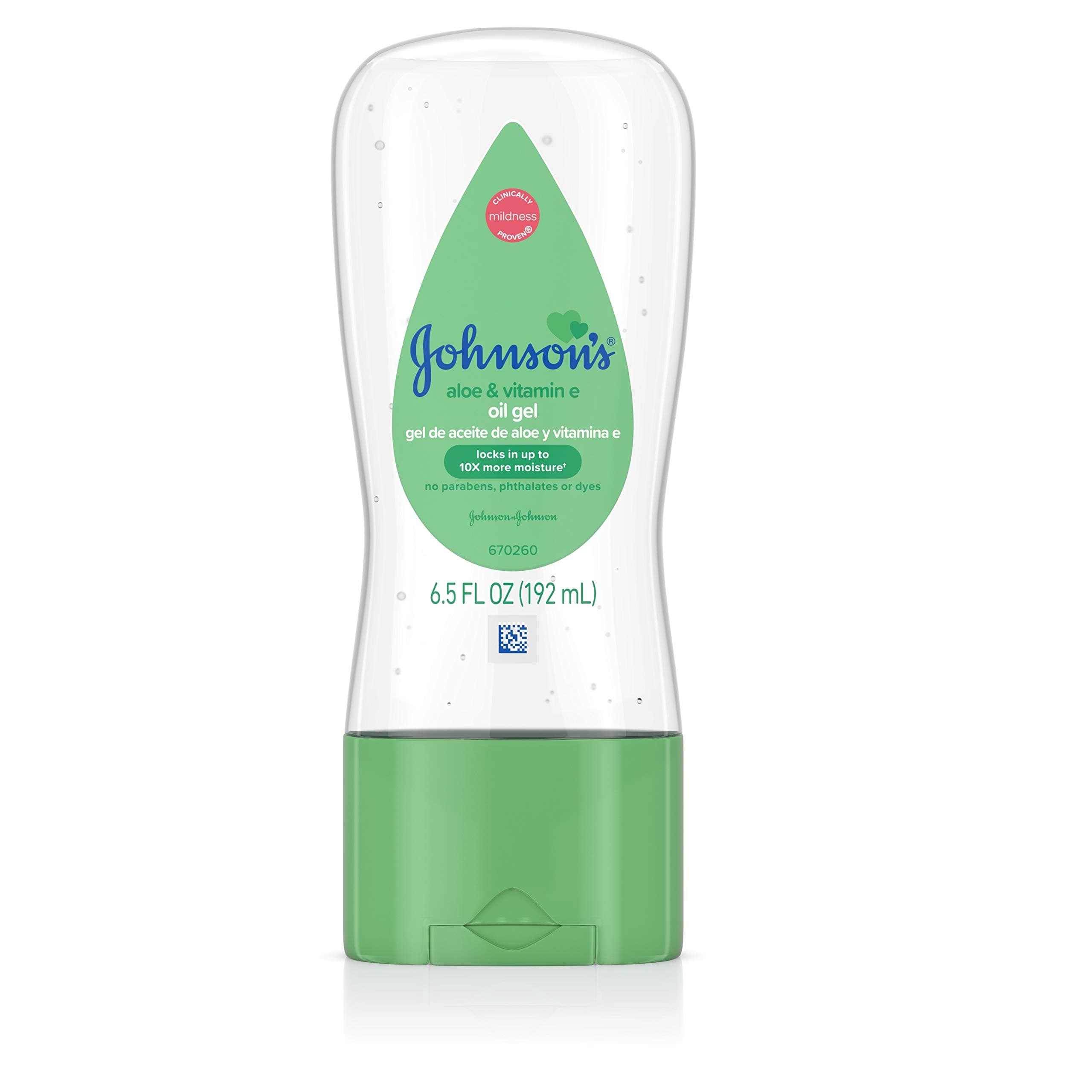 Johnson's Baby Oil Gel with Aloe Vera & Vitamin E, Hypoallergenic Baby Skin Care, 6.5 fl. oz 6.5 Fl Oz (Pack of 1)