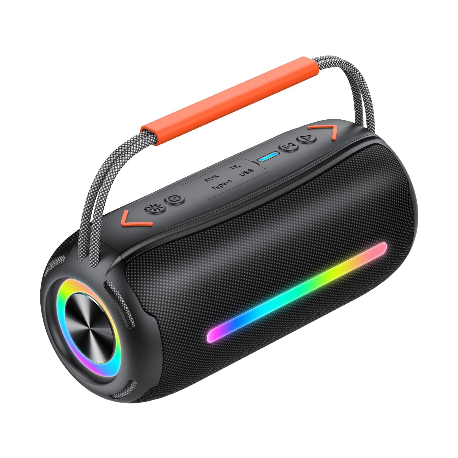 aowoka Bluetooth Speaker Portable Wireless Bluetooth Speakers with HD Stereo Sound, BT 5.4 TWS Pairing, IPX7 Waterproof, 30H Battery Life with Led Light for Outdoor/Party/Sport/Travel/Gifts Classic Carbon Black