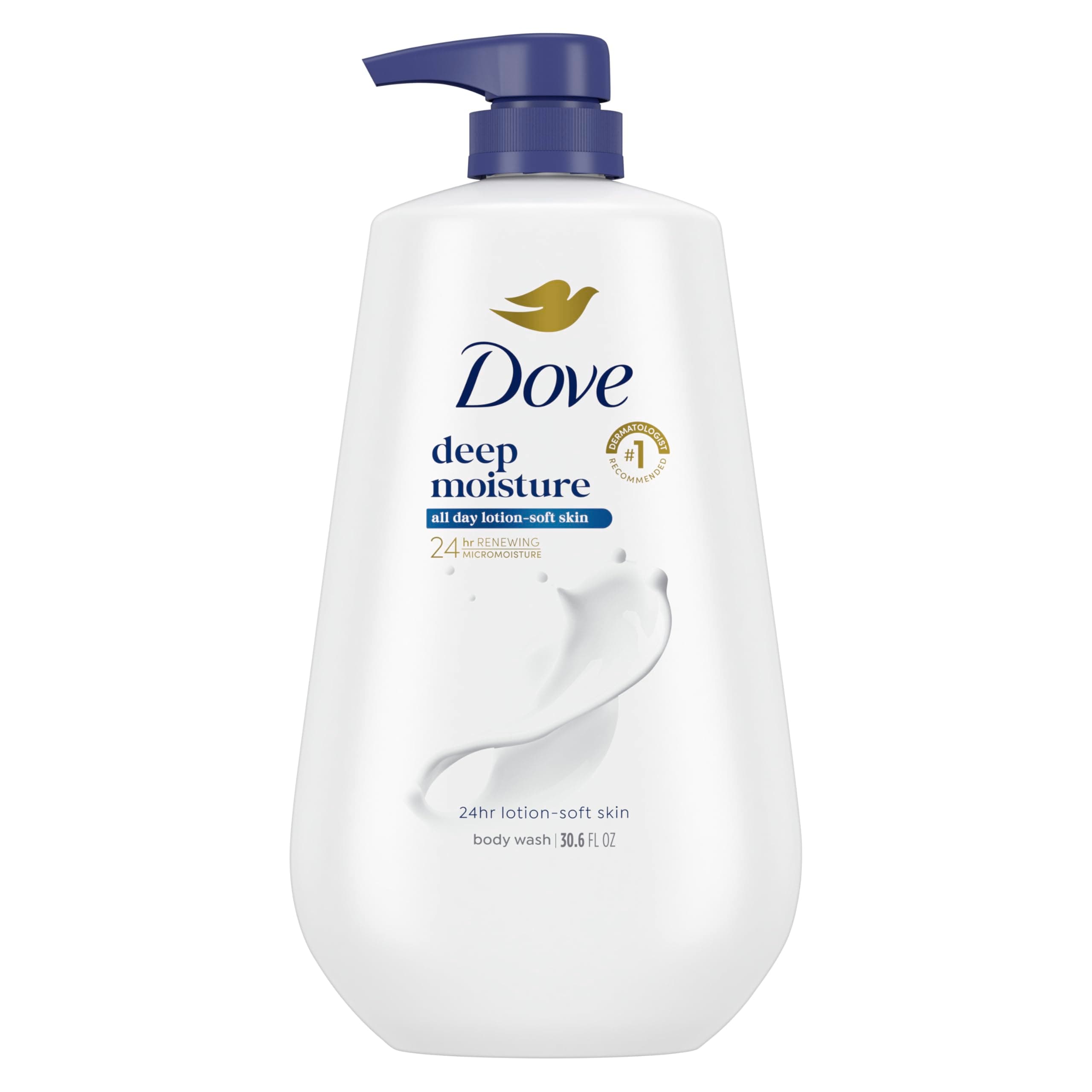 Dove Body Wash Deep Moisture for 24hr Lotion-Soft Skin Moisture Moisturizing Skin Cleanser with No Sulfates No Parabens 30.6 oz Fragranced 30.6 Fl Oz (Pack of 1)