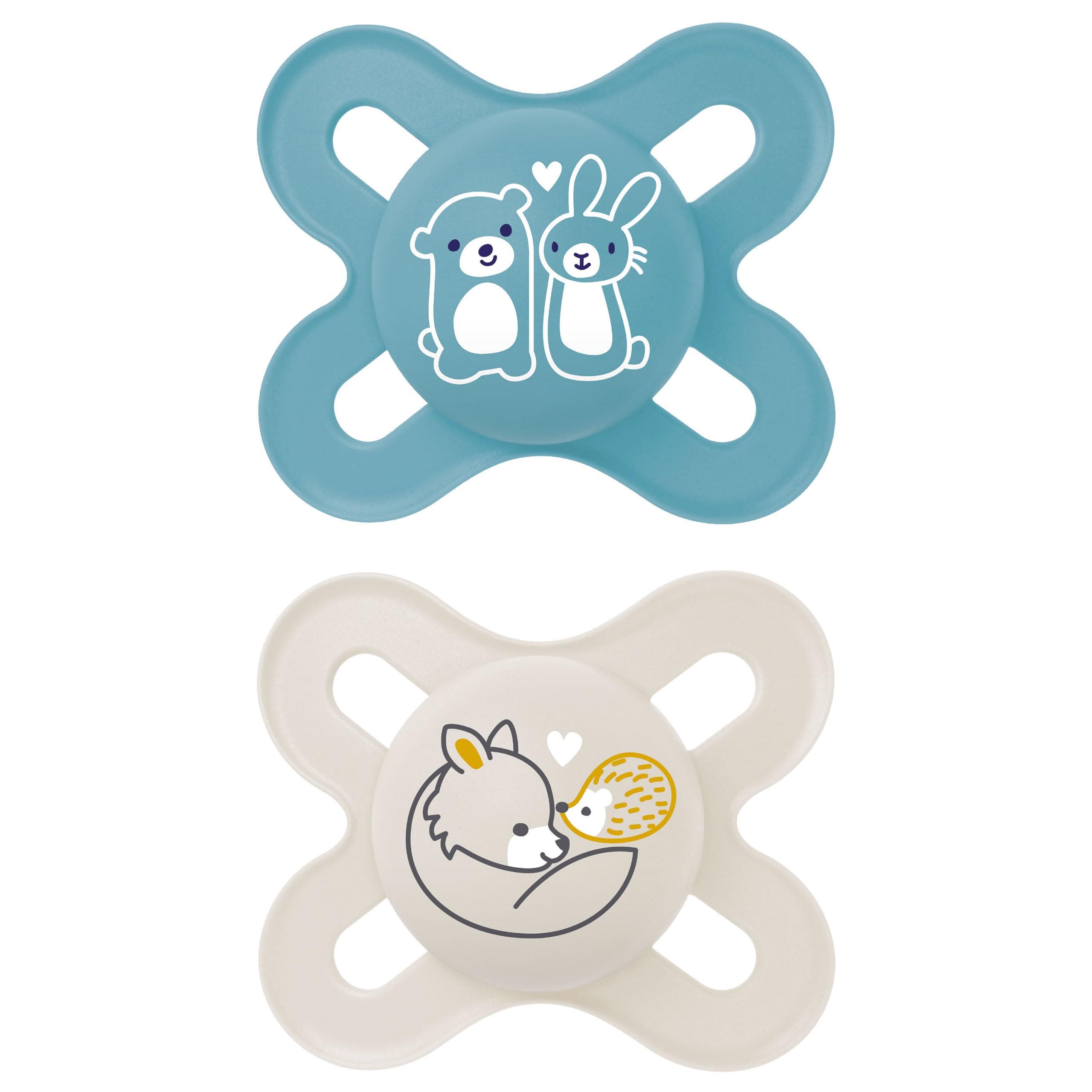 MAM Original Start Matte Baby Pacifiers, Binky for 0-3 Months, BPA-Free Silicone Nipple, Easy to Clean, Best for Newborn Babies, Developed with Medical Experts, 2 Count Binkies with Sterilizer Case Sky / Pale Mint 2 Count (Pack of 1)