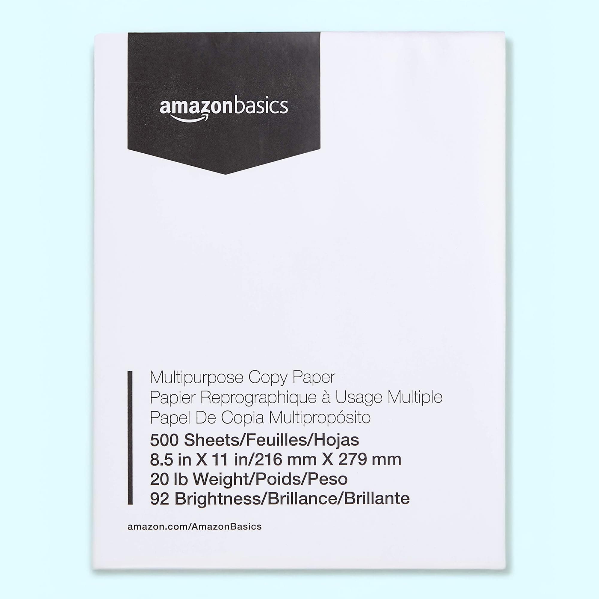 Amazon Basics Multipurpose Copy Printer Paper, 8.5 x 11 Inches, 20 lb, 1 Ream, (500 Sheets), 92 Bright, White 1 Ream | 500 Sheets Letter (8.5x11)