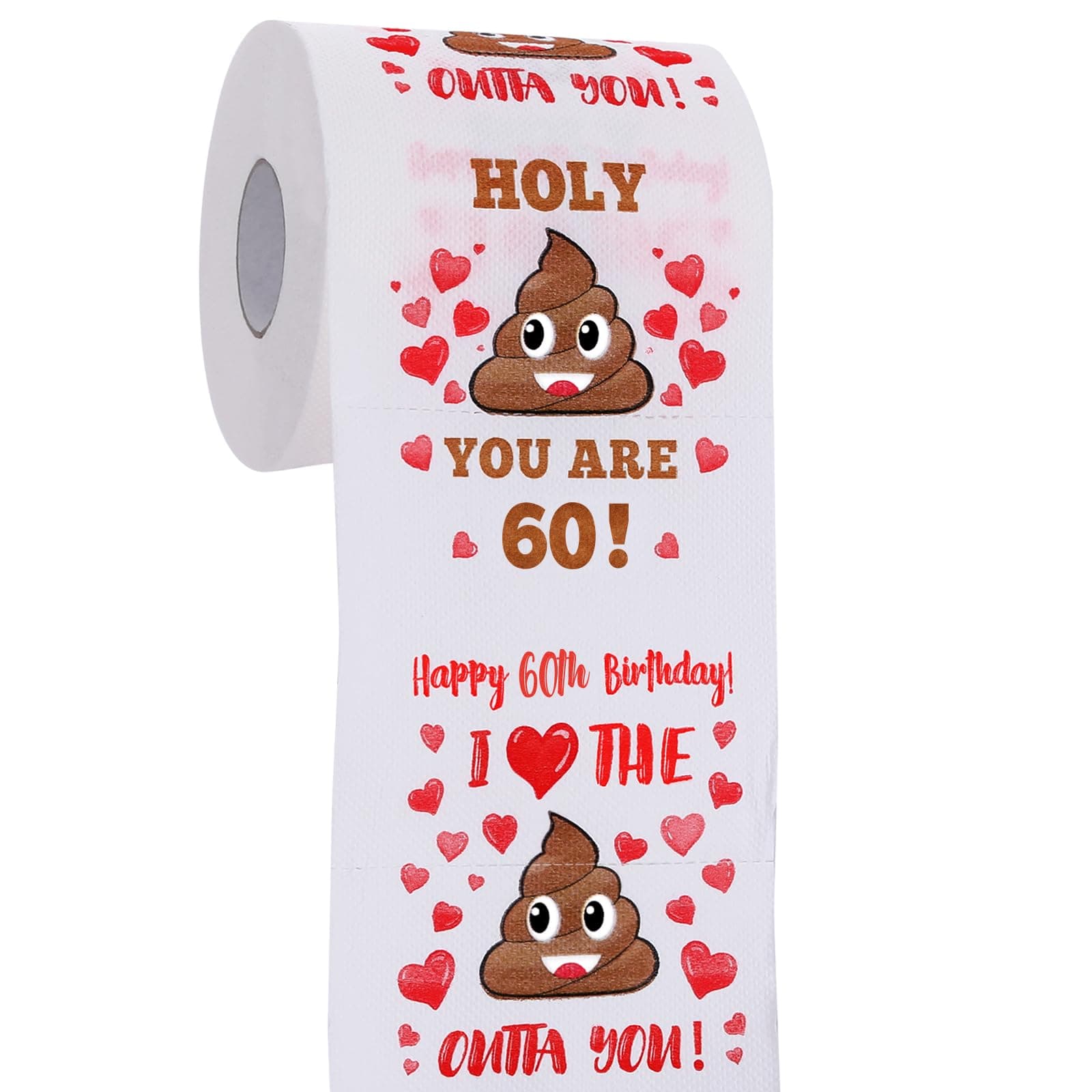 60th Birthday Gifts for Women, Men, Her, Him - Happy Prank Toilet Paper - 60th Birthday Decorations, Party Supplies Favors - 60 Years Old Funny Gag Gift Ideas, Novelty Bday Present for Friends, Family 60th-Red