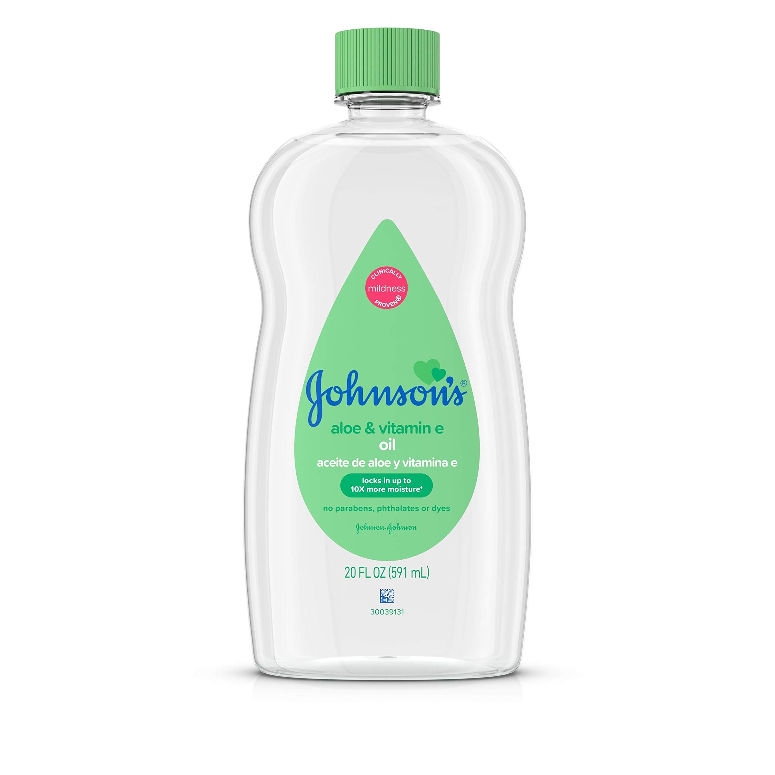 Johnson's Baby Oil, Mineral Oil Enriched with Aloe Vera and Vitamin E, 20 fl. oz 20 Fl Oz (Pack of 1)