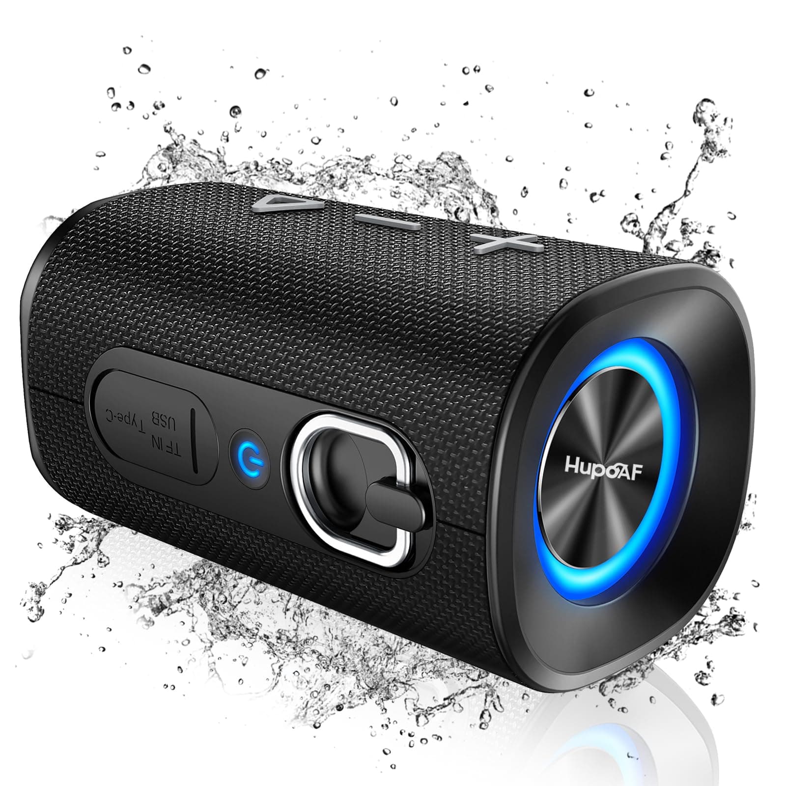 Bluetooth 5.4 Speaker, 2026 Wireless Bluetooth Speaker with 20W Stereo Deep Bass, HD Call, Colorful RGB Lights, TF-Card USB, TWS Pairing, IP-X7 Waterproof for Travel Party Home Beach Indoor Outdoor A-Black
