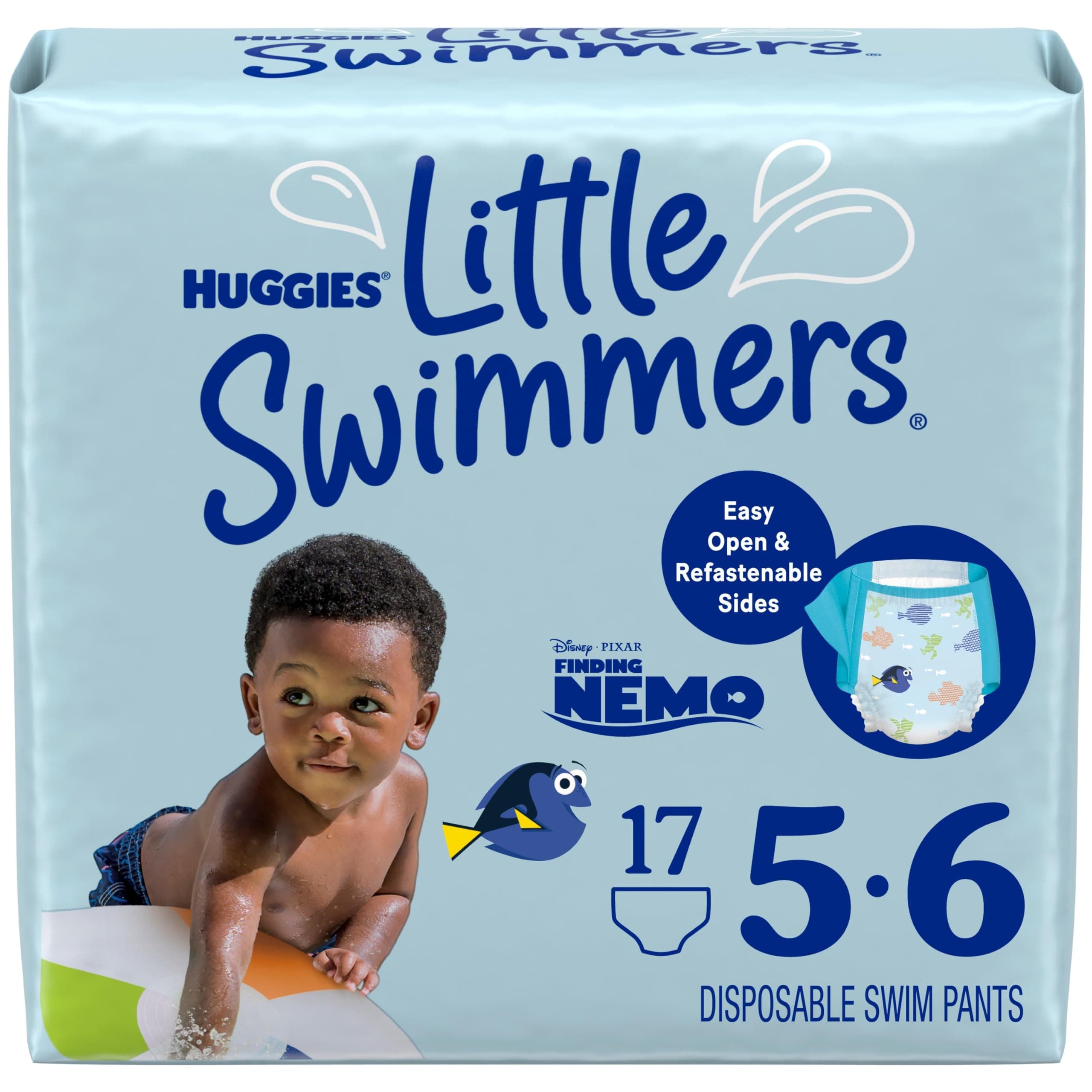 Huggies Little Swimmers Disposable Swim Diapers, Size 5-6 (32+ lbs), 17 Ct Size 5-6 17