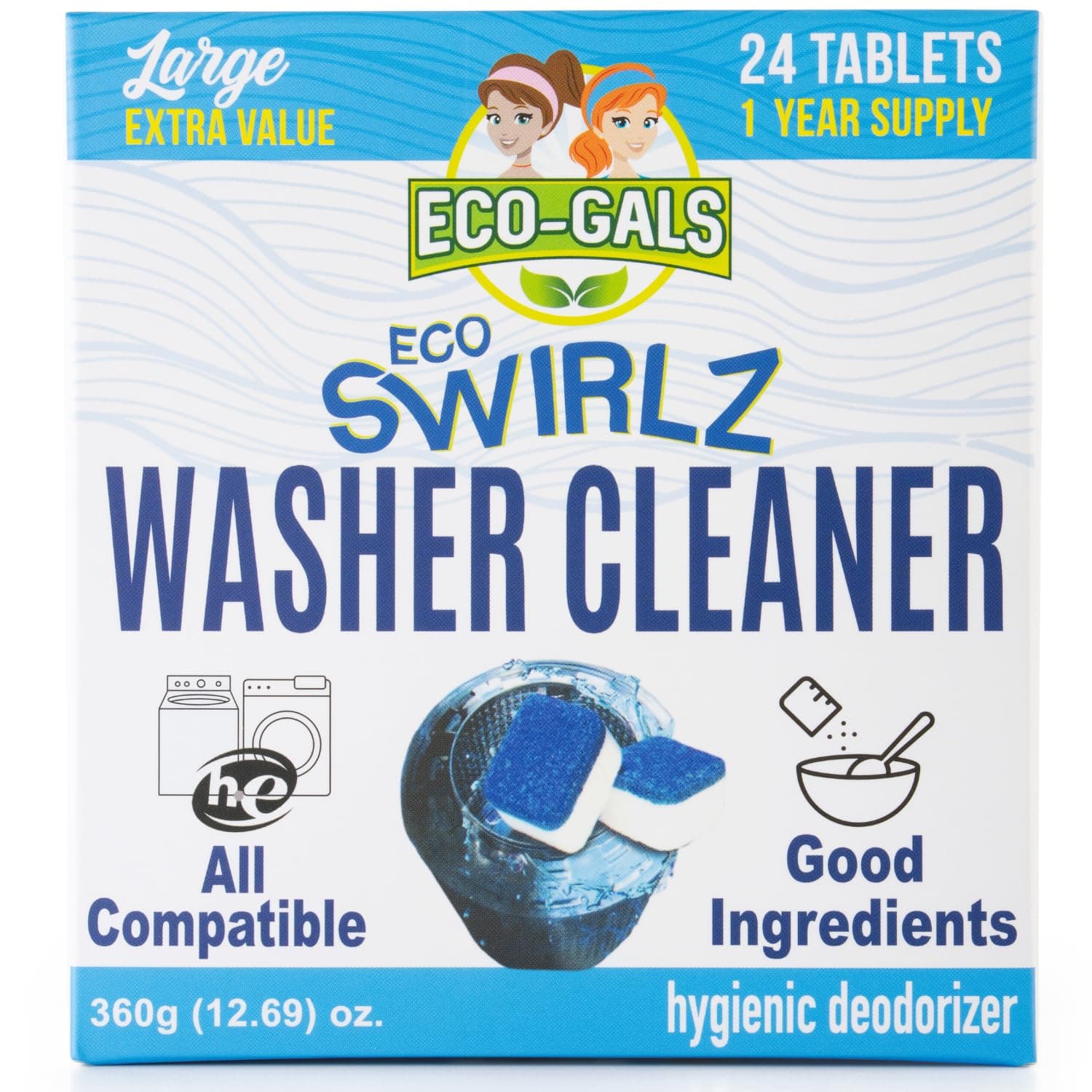 Washing Machine Cleaner Tablets For Front & Top Load Washers Including H.E. to Remove Pet Hair, & debris from drum, pipes, and filter.