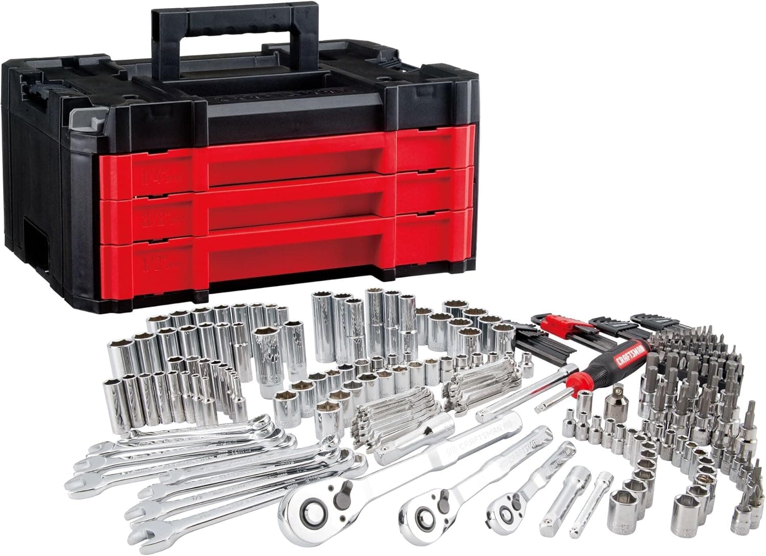 Craftsman 262-Piece Mechanic Tool Set with 3-Drawer VERSASTACK Box, SAE and Metric Socket Set, Car and Motorcycle Tool Kit with Combination Wrenches and Spark Plug Sockets (CMMT45309) New 262 Piece Set