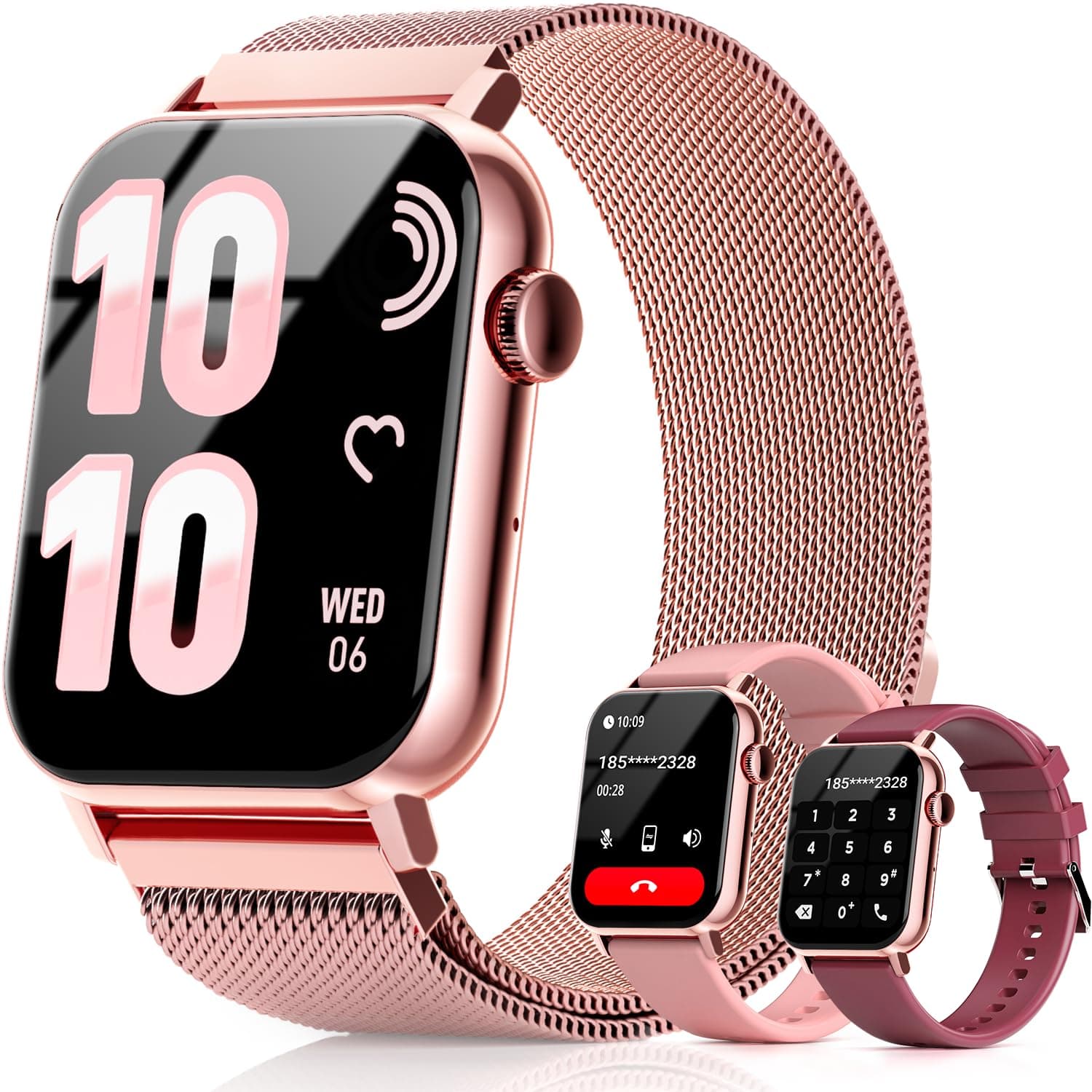 Smart Watches for Women, 1.83" HD Fitness Tracker (Answer/Make Calls), 120+ Sport Modes with Heart Rate/Sleep Monitor, IP68 Waterproof, Fitness Watch for iOS Android, Pink