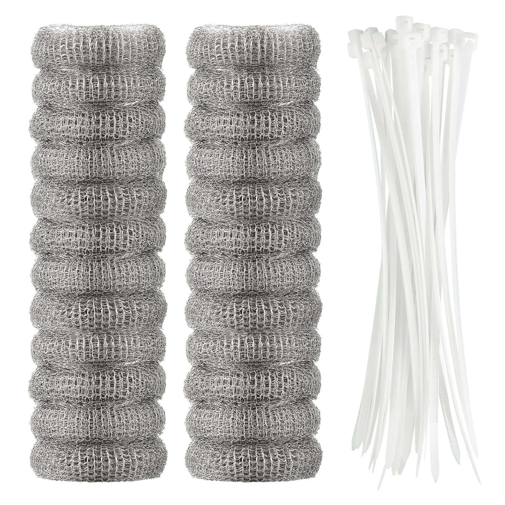 24 Pieces Lint Traps Washing Machine Stainless Steel Lint Snare Traps Laundry Mesh Washer Hose Filter with 24 Pcs Cable Ties 24PCS